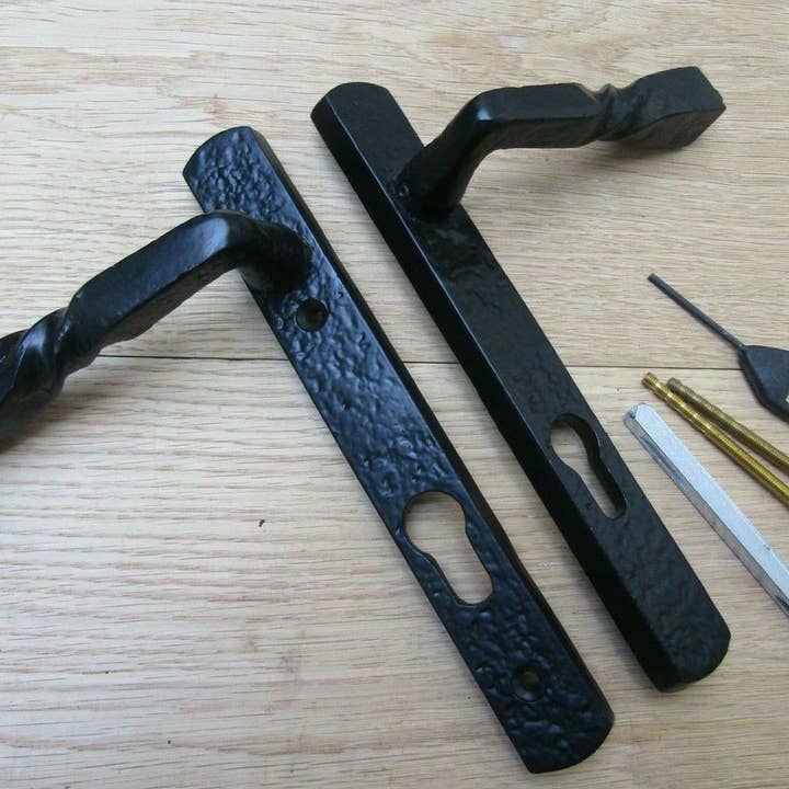 IronmongeryWorld – wholesale Knob/pull – Barley Twist Euro Profile Lever Lock Door Handles Black