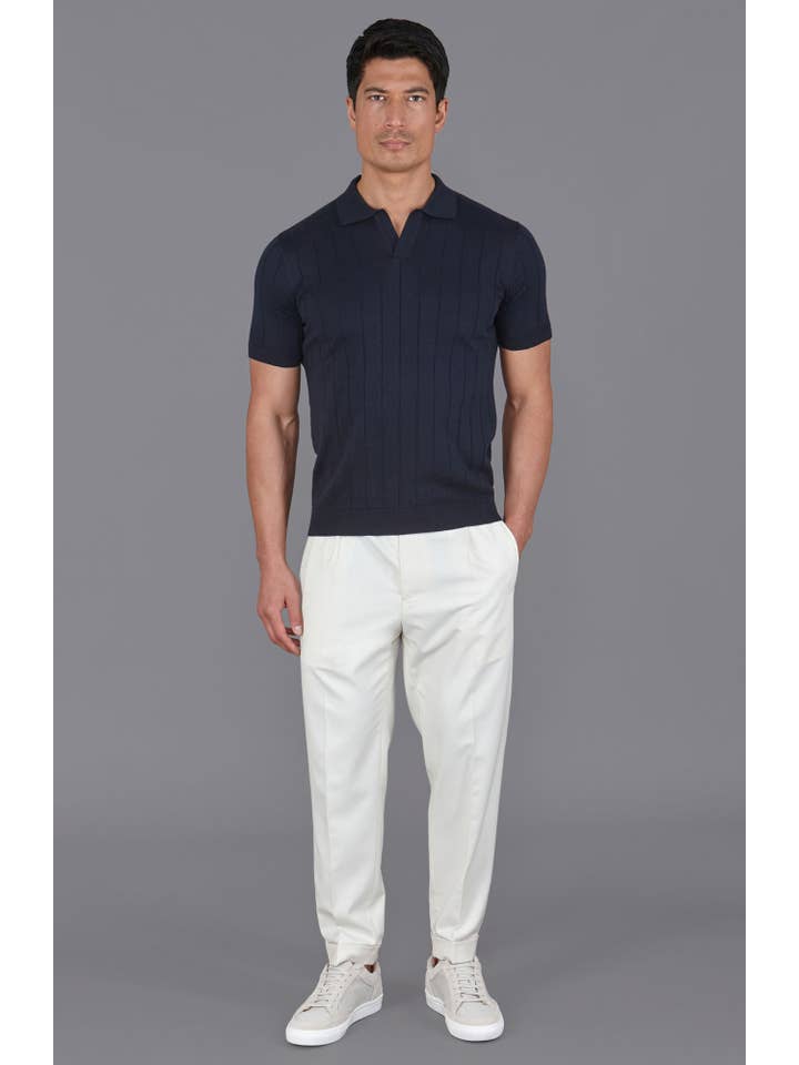 Paul James Knitwear - Wholesale Polo - Men's - Mens Ultra Fine Cotton Selection Knit Buttonless Polo Shirt1