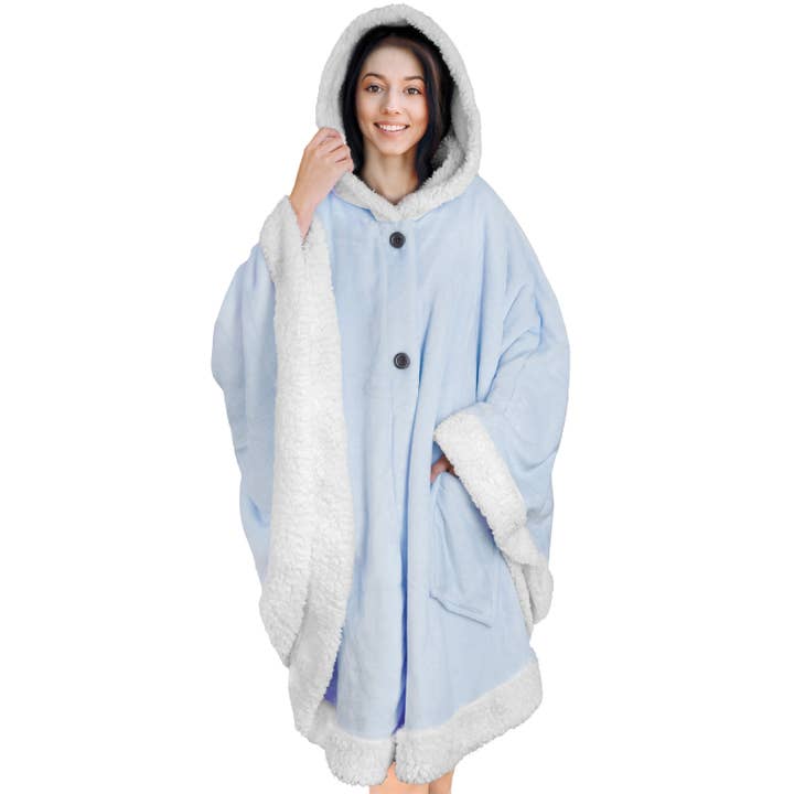 Pavilia - Wholesale Poncho - Women's - Angel Wrap Hoodie Sherpa Poncho Blanket