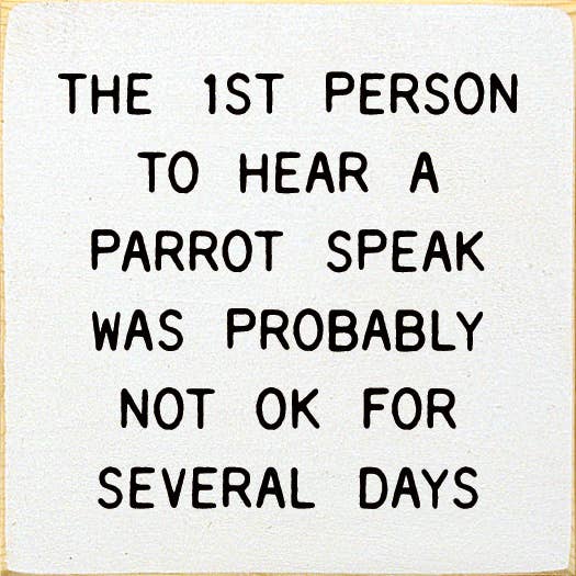 SAWDUST CITY - Wholesale Sign - The 1st Person To Hear A Parrot Speak Was Probably Not Ok1