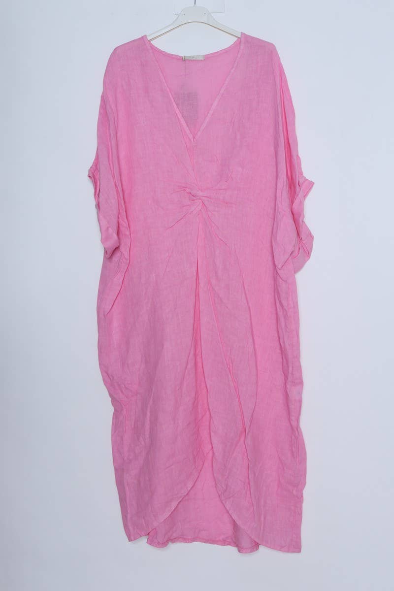 LÉA & LUC - Wholesale Dress - Women's - Long dress with V-neck 100% linen REF. 7185515