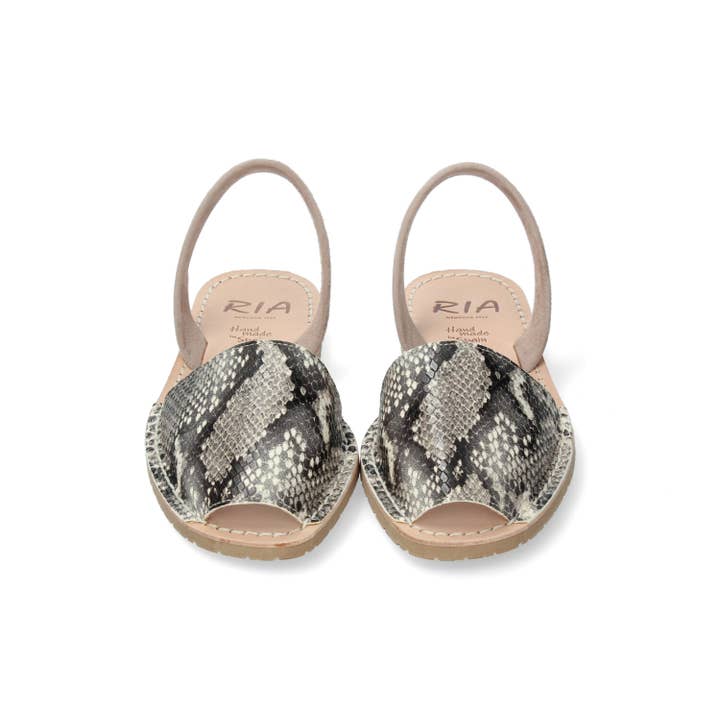 Classic Minorcan sandal in snake print for wholesale by Ria Menorca