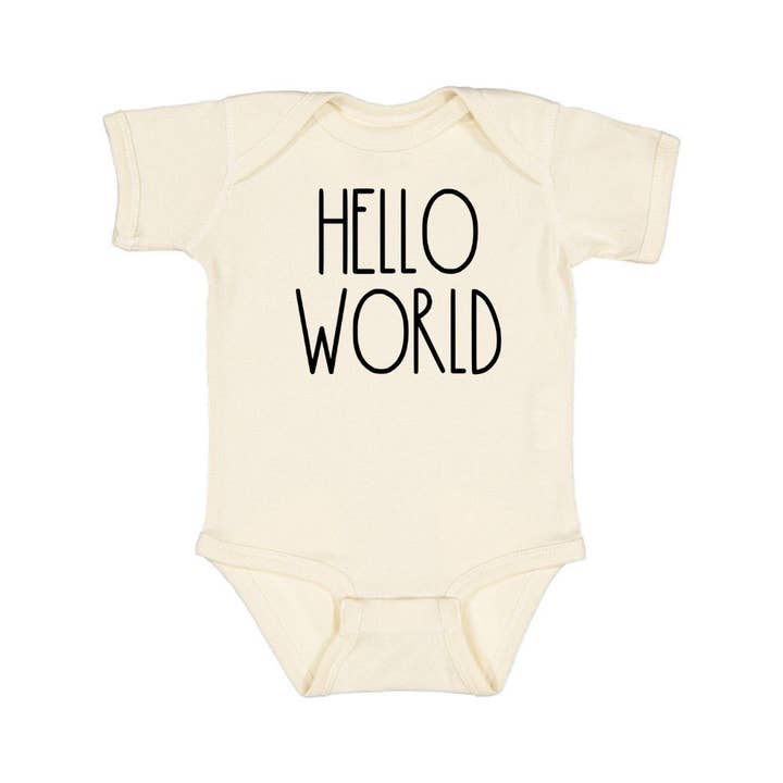Sweet Wink - Wholesale Bodysuit (Non-Footed) - Baby - Hello World Short Sleeve Bodysuit - Baby Bodysuit