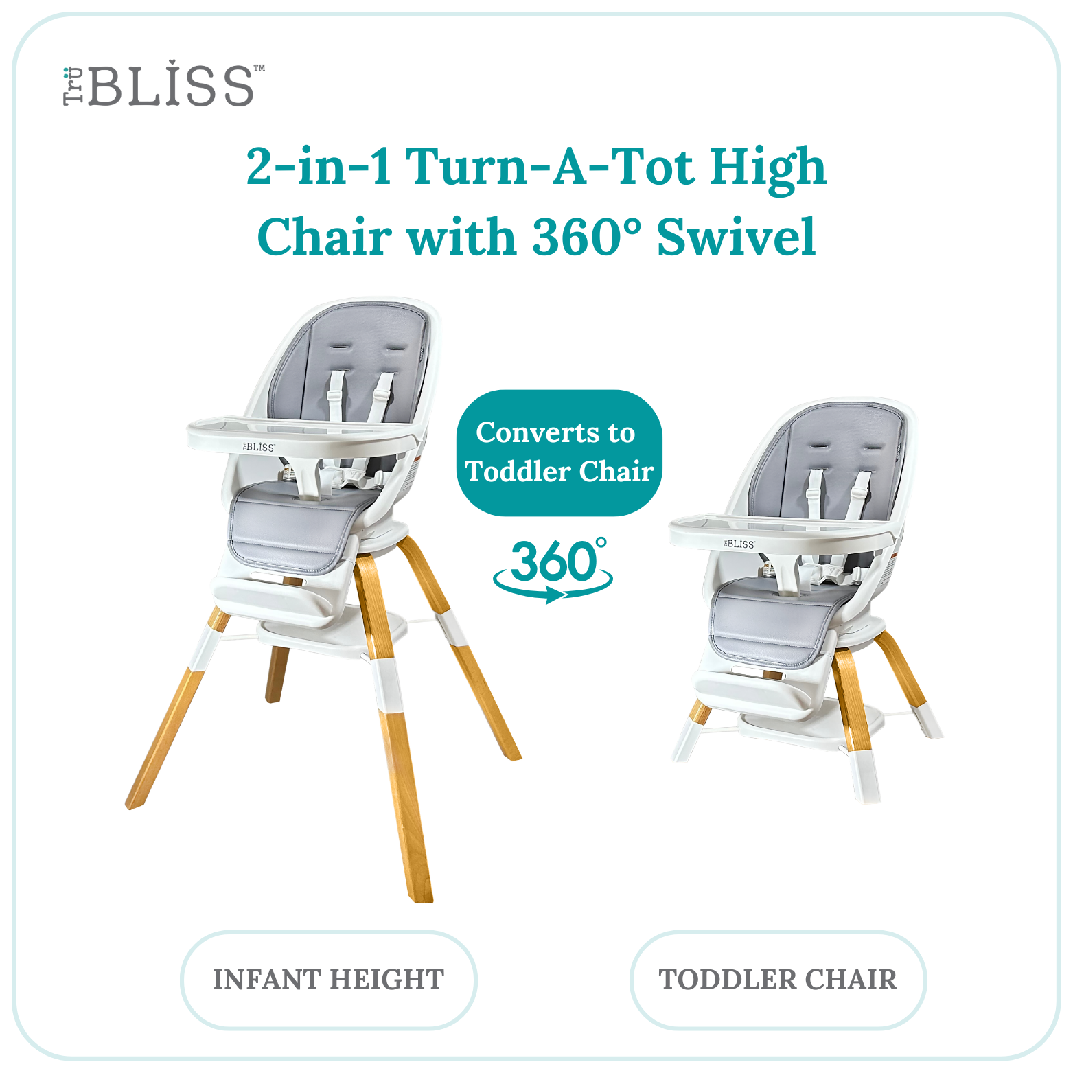 TruBliss Baby - Wholesale Highchair - Baby - 2-in-1 Turn-A-Tot High Chair with 360 degree Swivel33