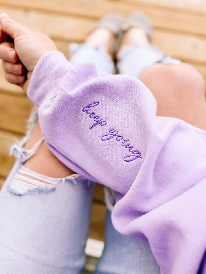 Keep Going Embroidered CLASSIC Hoodie for wholesale by Blonde Ambition | Jewelry | Valentines Gift & Sweaters