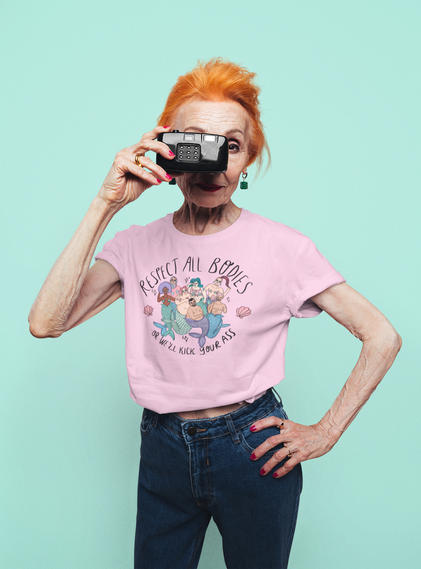 Chiaralascura – wholesale T-shirts med screentryck – Dam – Unisex t-shirt i ekologisk bomull med Body Positive sjöjungfruar26