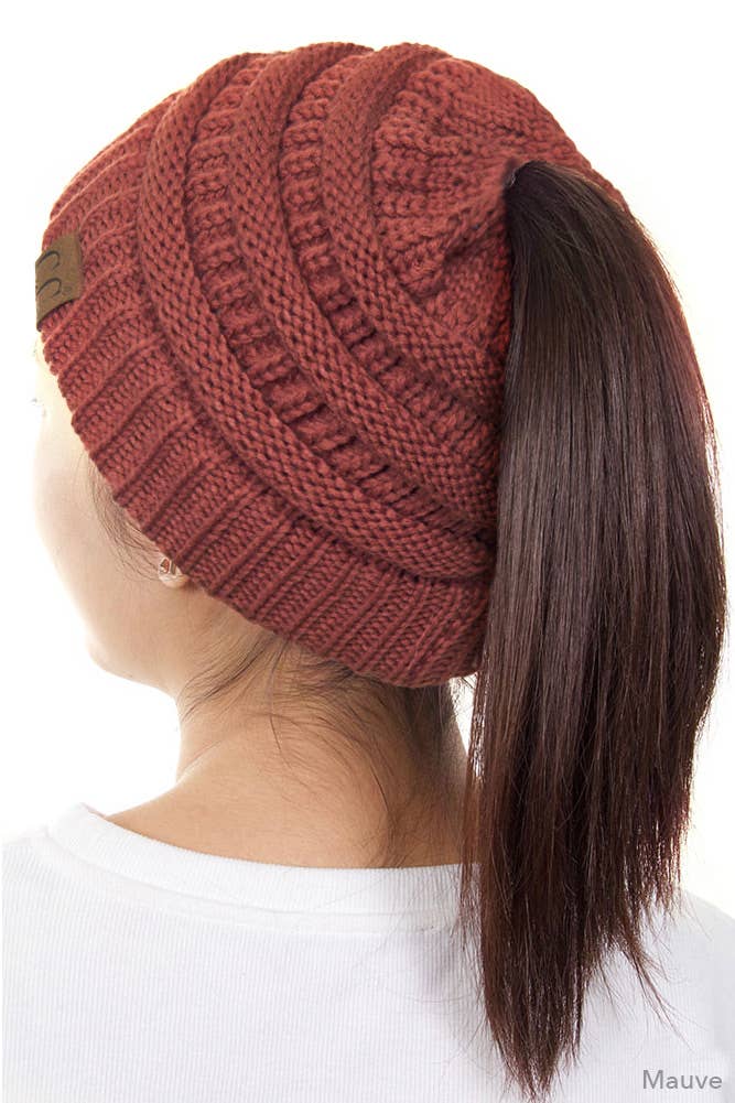 Hana - Wholesale Beanie - Women's - C.C Solid Color Ponytail Messy Bun Beanie14