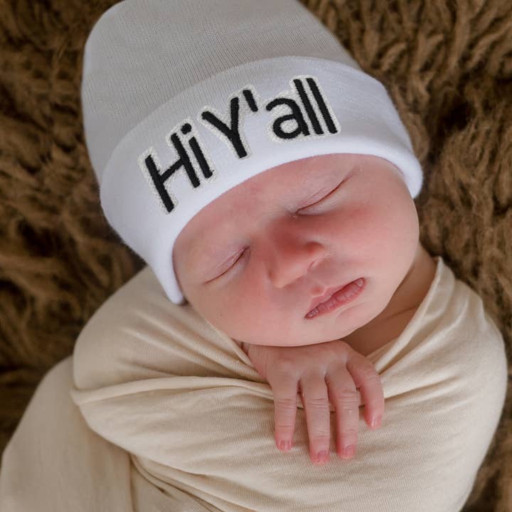 www.ilybean.com - Wholesale Newborn/Knit Hat - Baby - Hi Y'all Baby Hat - Newborn and Baby Hospital Hat