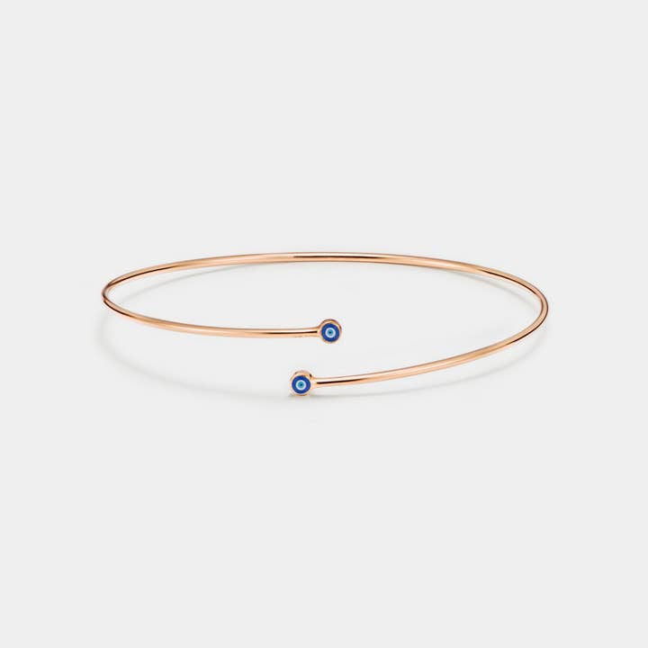 Perimade & Co. LLC - Wholesale Bangle Bracelet - Evil Eye Nazar Bypass Bangle Bracelet in 925 Sterling Silver