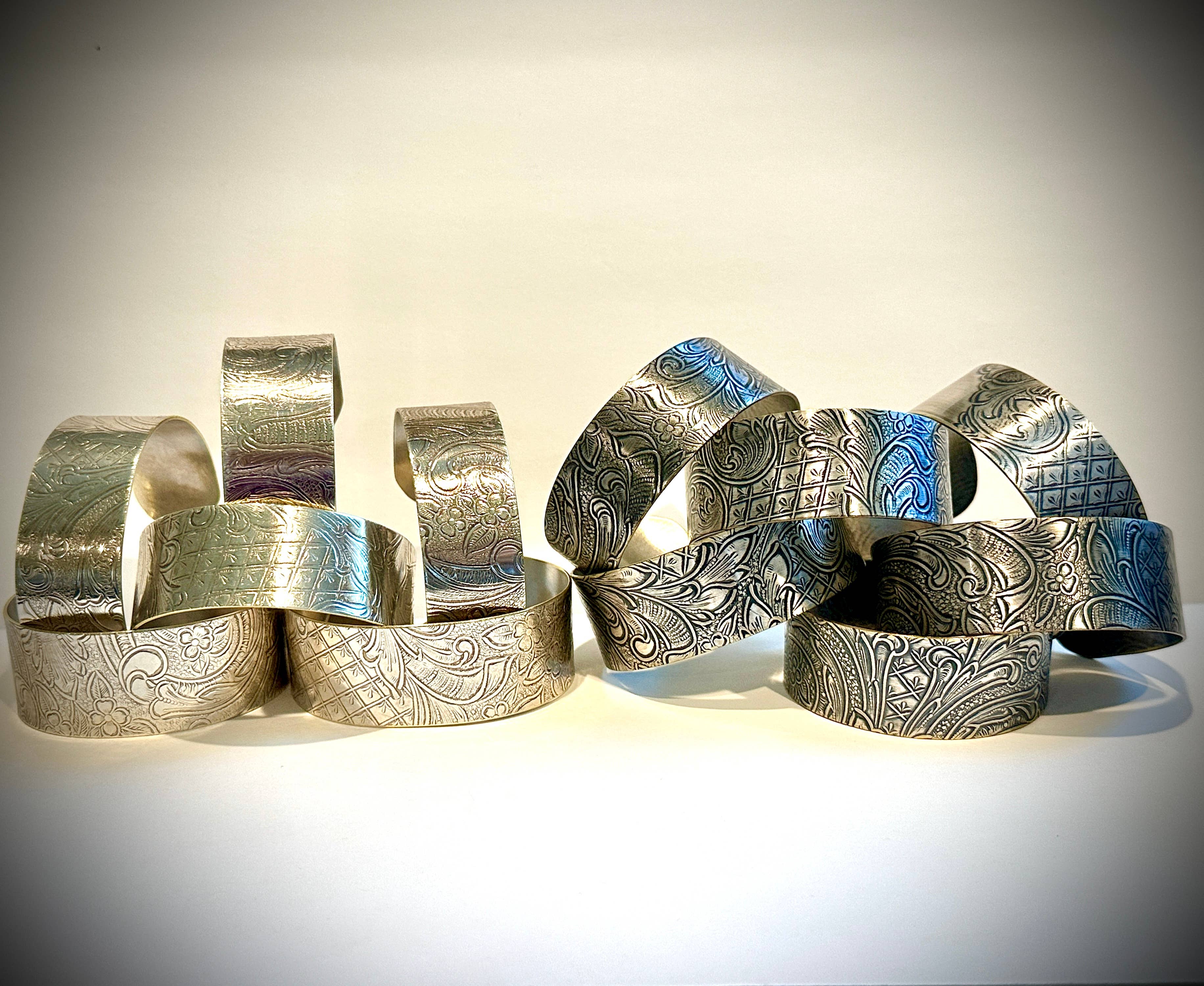 TTE Designs - Wholesale Cuff Bracelet - Repurposed Silver Plated Platter Cuff Bracelet6