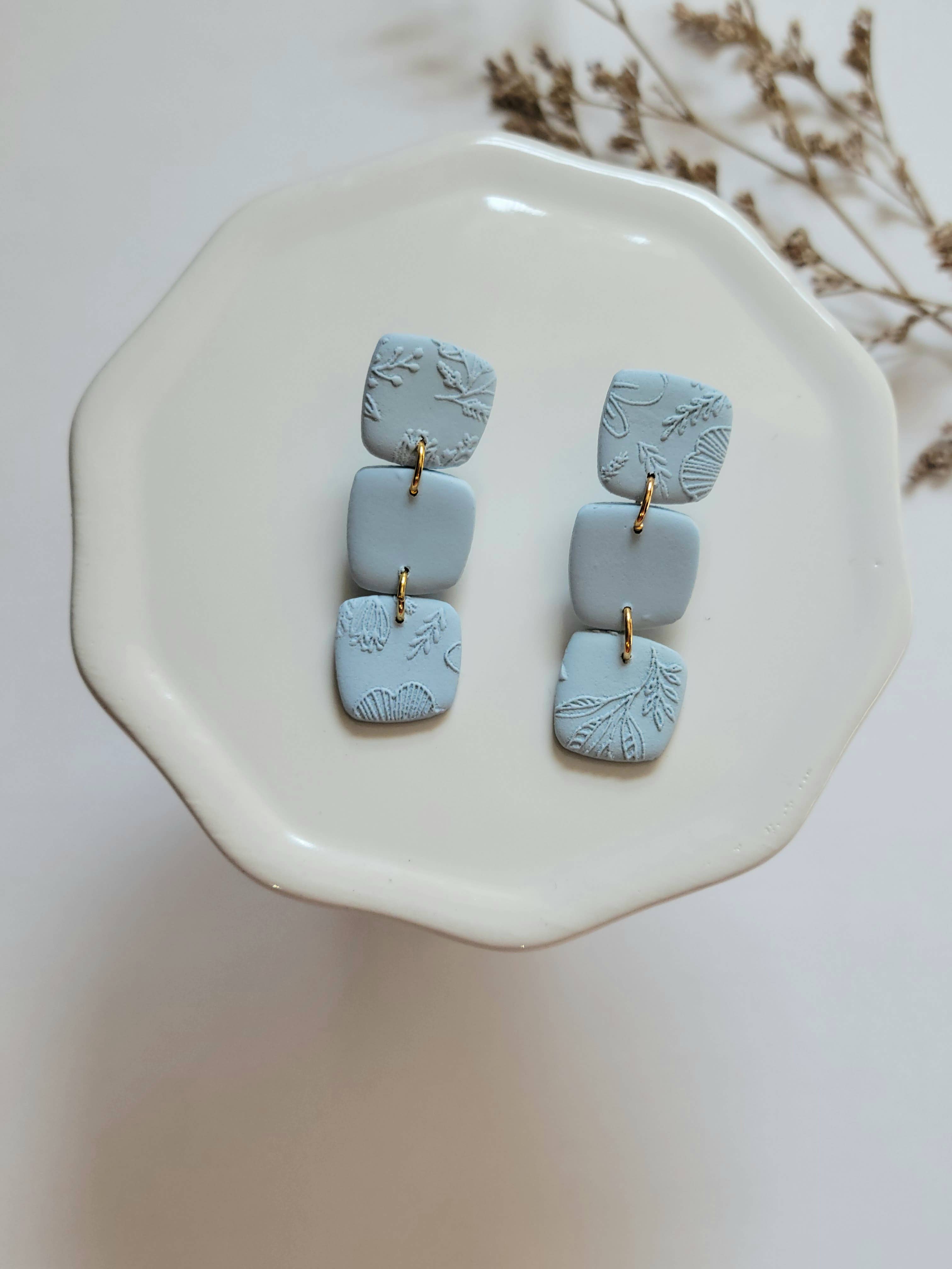 Harper Klay Co - Wholesale Dangle Earrings - The Triple Square Dangles- Polymer Clay Earrings0