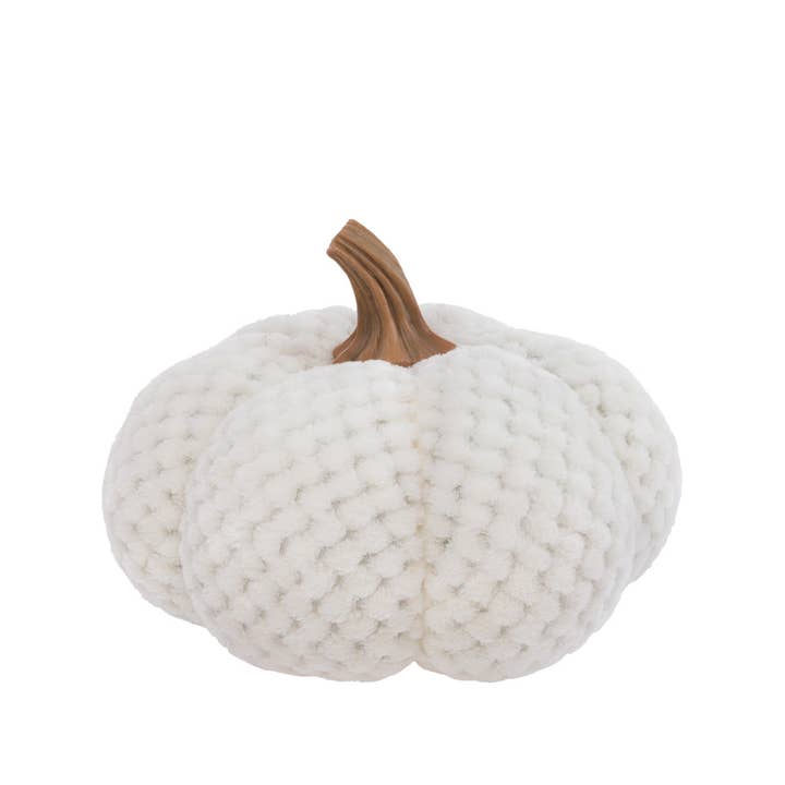 Boston International - Wholesale Decorative Tabletop Object - 7.75" Dia. Cream Plush Pumpkin Fall Autumn Décor