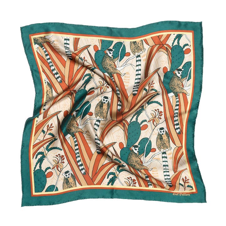 "Madagascar" Silk Bandana - Green for wholesale by Lost Pattern NYC