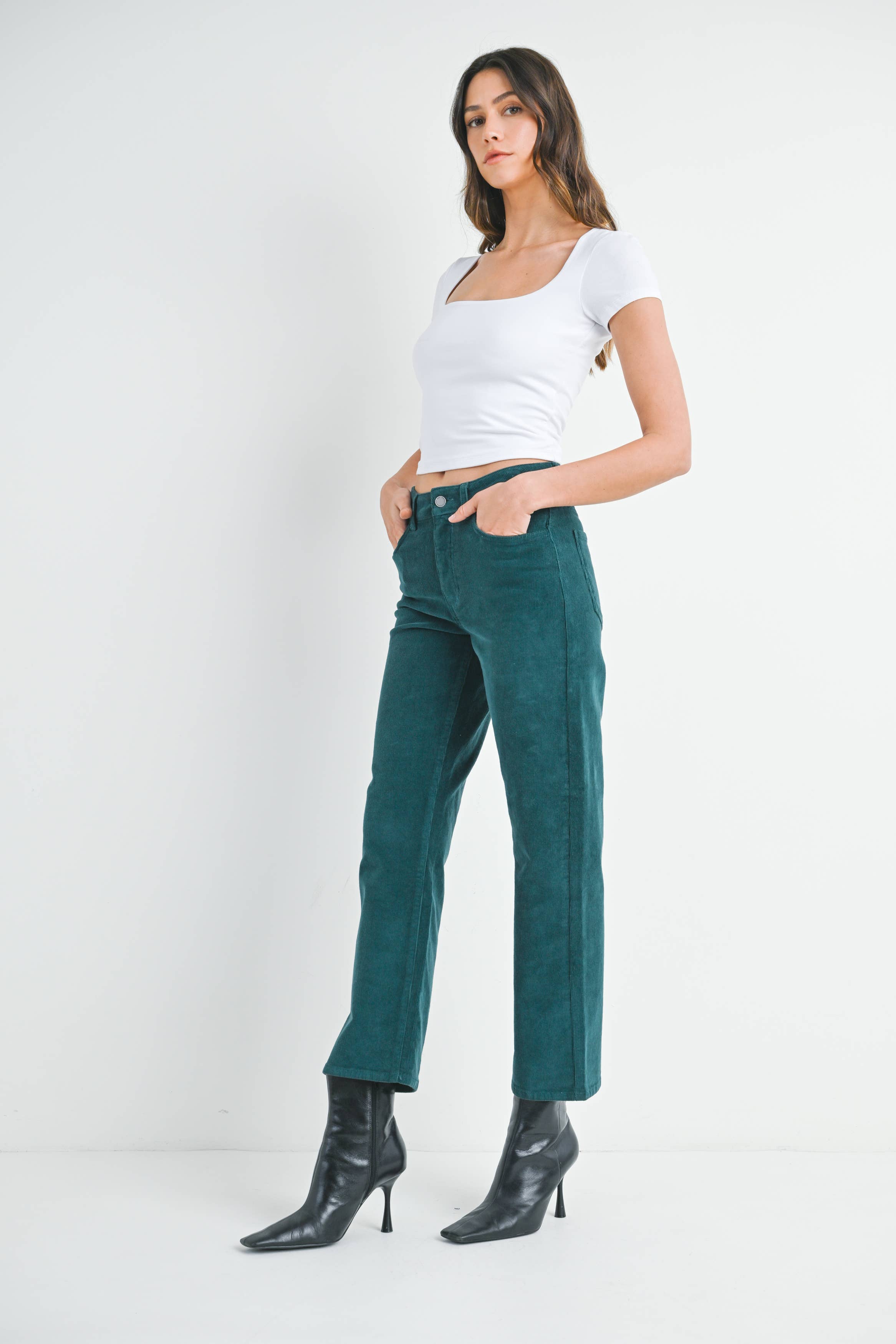 JBD - Wholesale Pants - Women's - DP502J-C - EMERALD - Straight Leg Corduroy2