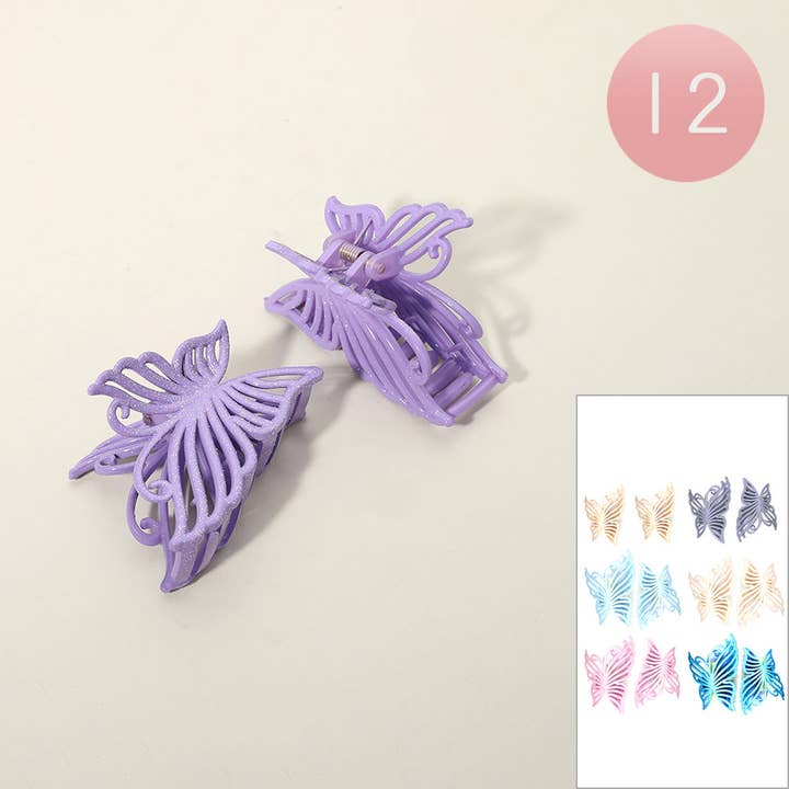 Sensibling Corp. - Wholesale Haarclip - Dames - 12ST - Glanzende Vlinder Haarclip Klemmen