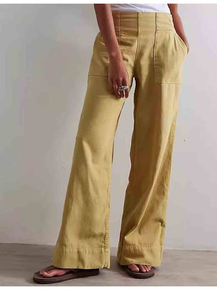 Sweetkama - Wholesale Jeans - Women's - Ladies Elastic Waist Pocket Wide Leg Denim Pants2