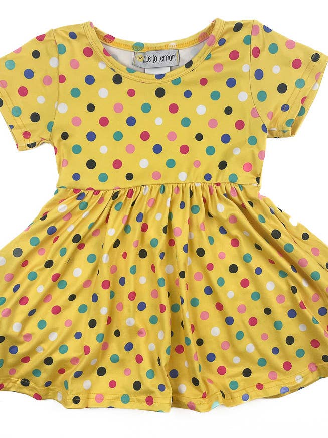 Happy Dots Twirly Dress for wholesale by Little Jo Lemon