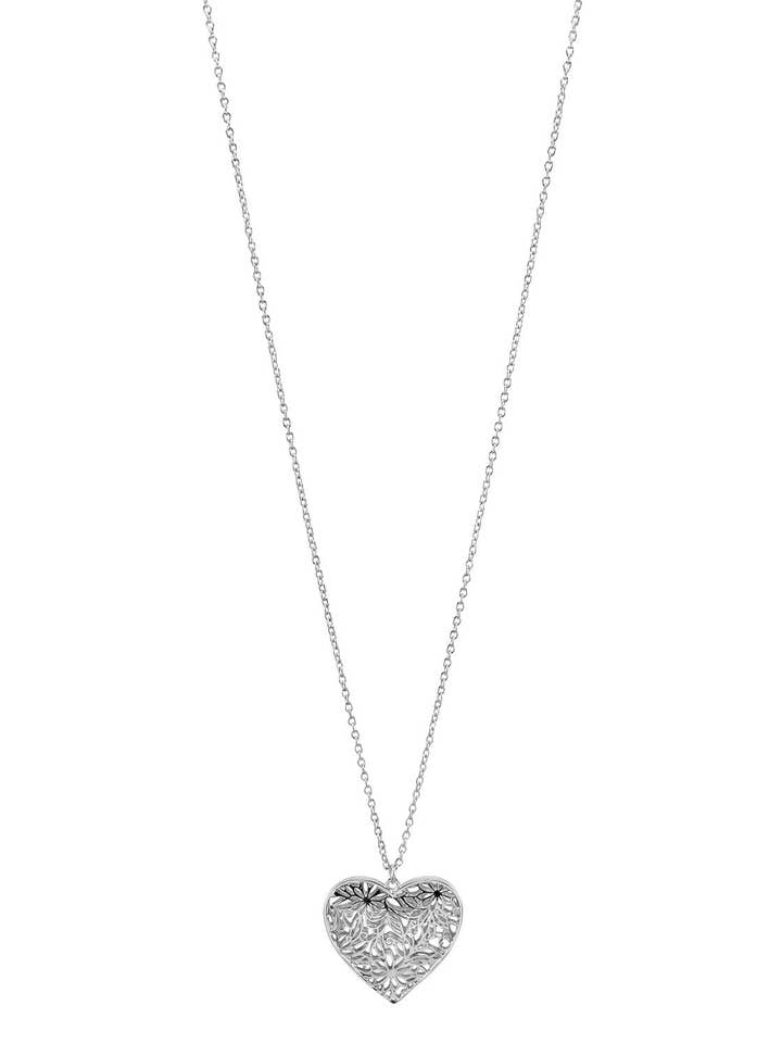 Dauplaise Sieraden - 'Be Mine' Filigraan Hart Hanger in Zilverkleur voor wholesale door caroldauplaisejewelry