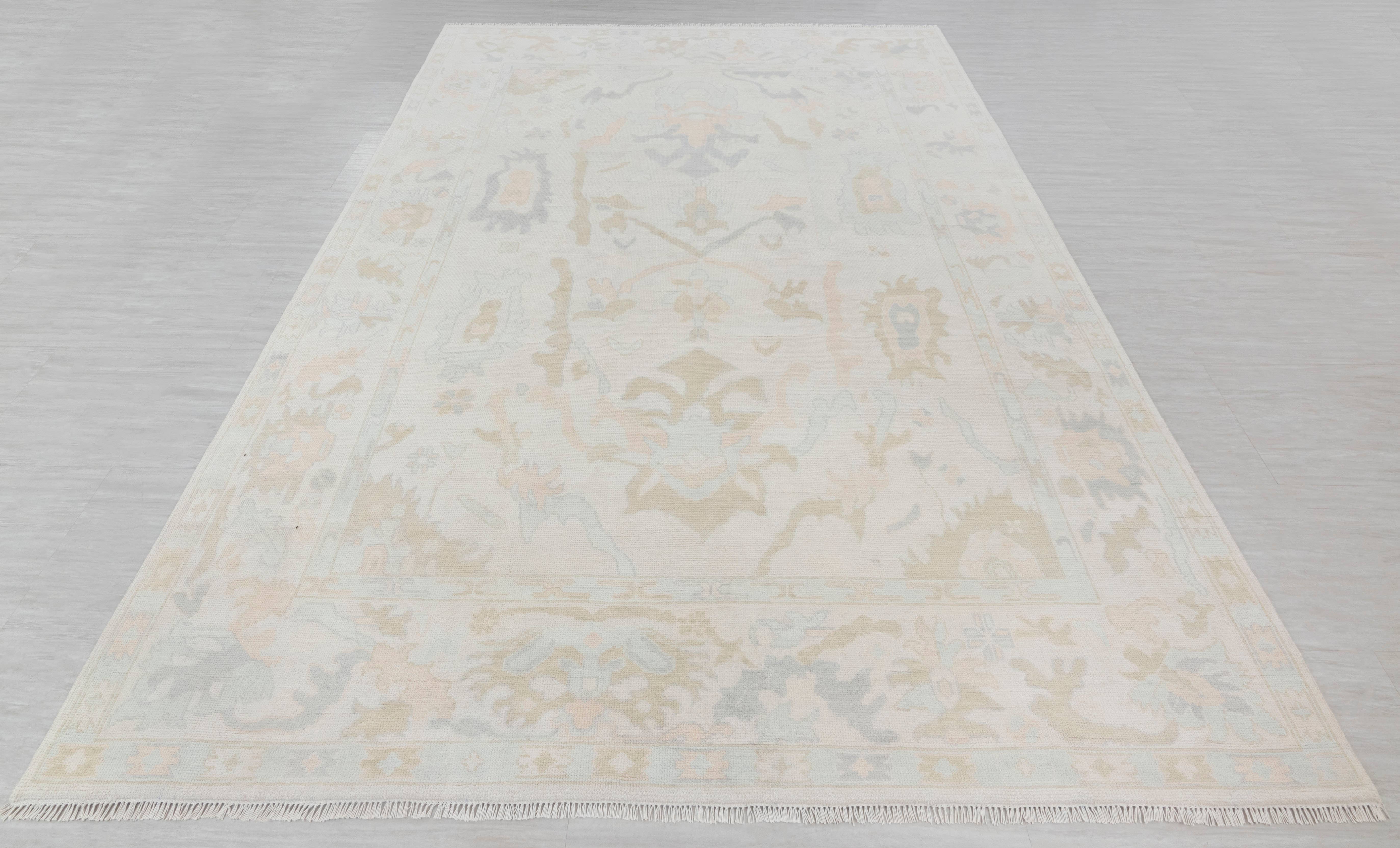 Aesthetic Homes LLC - Wholesale Area Rug - Cream Modern Oushak Rug, Hand-Knotted Wool, Custom Size 17253