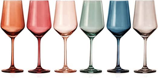 The Wine Savant /  Khen Glassware – wholesale Vinglas – Färgade vinglas Pastell Stor 6 Set Färger Kristallglas6
