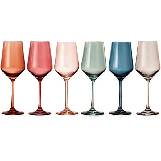 The Wine Savant / Khen Glassware – wholesale Vinglas – Färgade vinglas Pastell Stor 6 Set Färger Kristallglas6