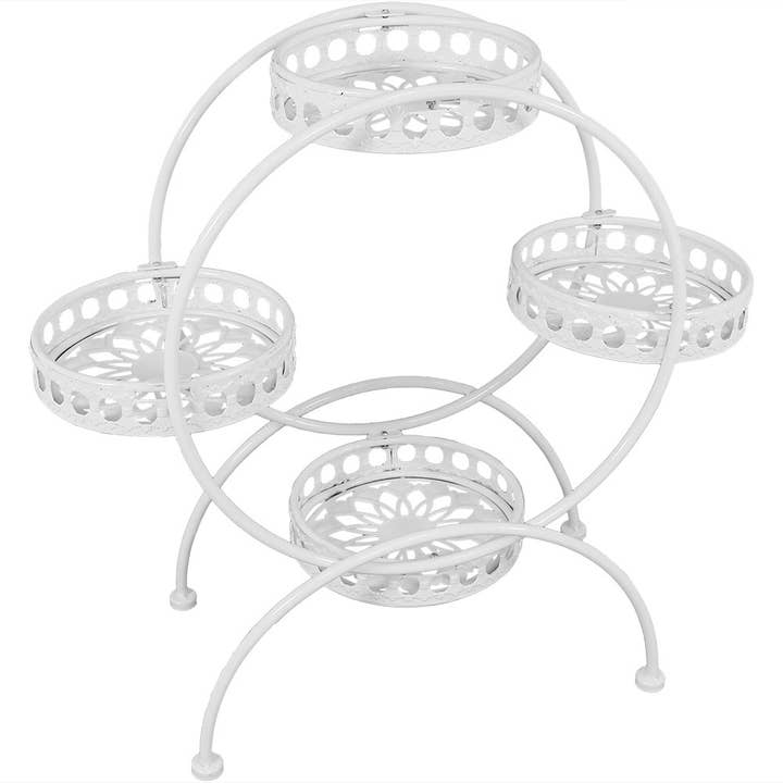 Sunnydaze Decor - Wholesale Plant Pot Stand - 4-Tier Ferris Wheel Indoor/Outdoor Plant Stand - White