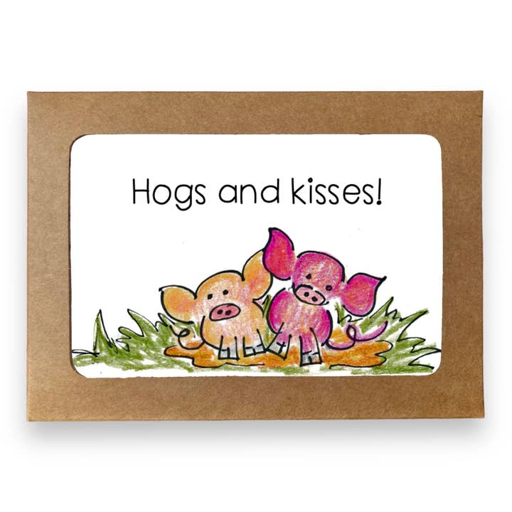 Porco Boxed Note Cartões, Porcos e Beijos | Mealheiros Rosa Gitos por atacado de Whimsicals Paperie