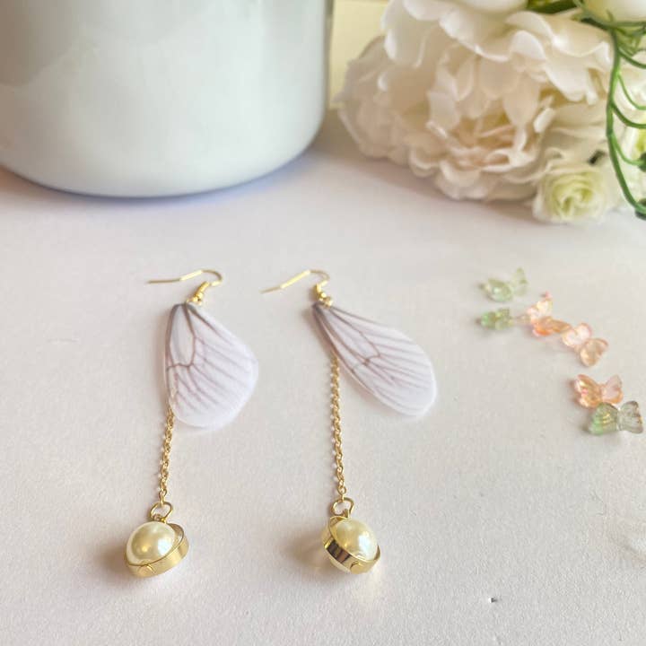 AtsknskRealFlower - Wholesale Dangle Earrings - Organza Fabric Butterfly Wings Earrings|Mother's Day Gifts