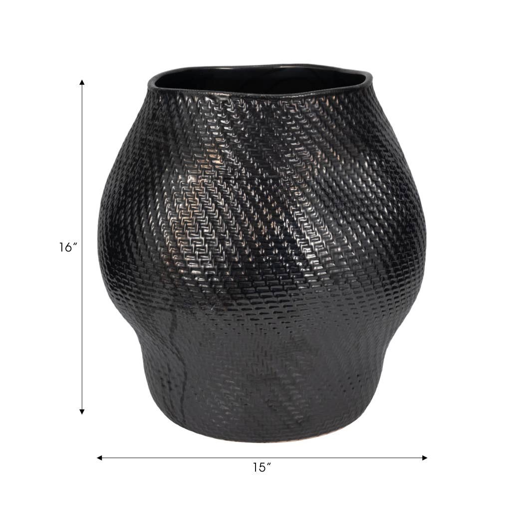 Sagebrook Home - Wholesale Vase - Ceramic Sobaek Modern Decorative Vase - Black, 16 in.2