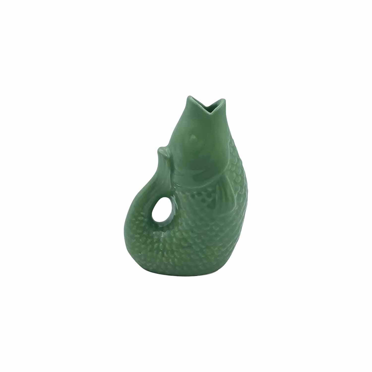 Ceramic vase Fish PM green L8.2 D5 H12cm for wholesale on Faire0
