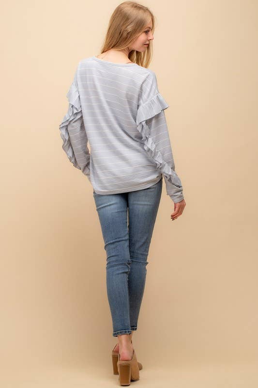 Doe and Rae - Vendita all'ingrosso Felpa - Donna - Pullover con dettagli sulle maniche con volant - 13726T2