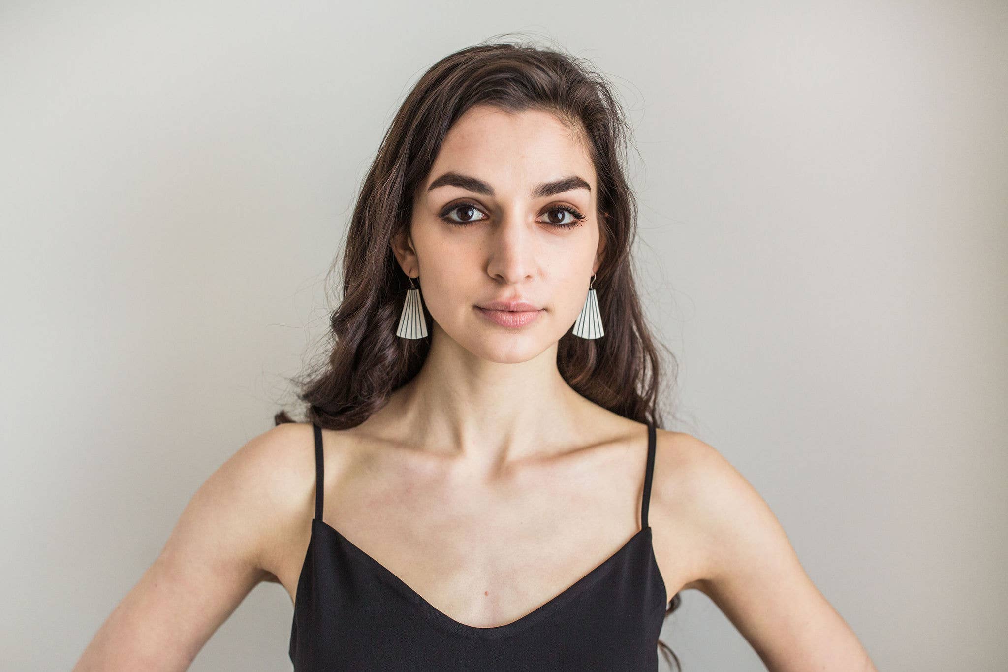 Jenna Vanden Brink Ceramics - Wholesale Dangle Earrings - Pinstripe Fan Drops5