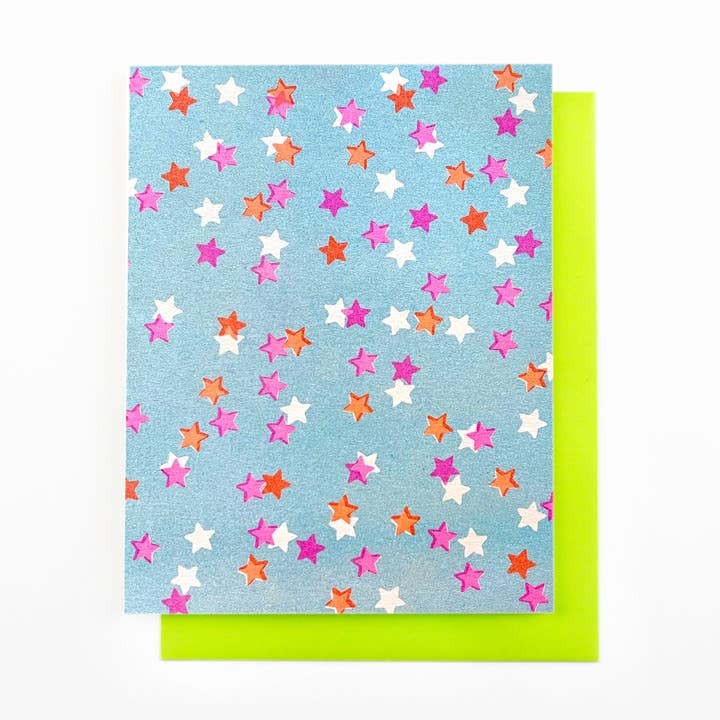 Next Chapter Studio – wholesale Everyday greeting card – Star Confetti - Risograph Greeting Card0