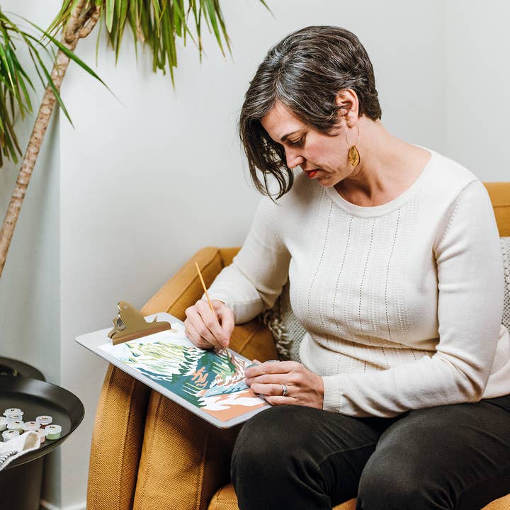 Elle Crée (She Creates) - Venta al por mayor Kit de manualidades - Kit para pintar por números con paisaje montañoso5