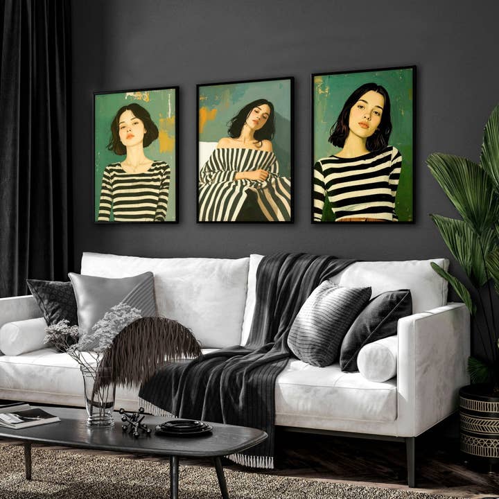 Stampa d'Arte per Soggiorno | Set di 3 Stampe da Parete Boho Donne per la vendita all'ingrosso da parte di About Wall Art