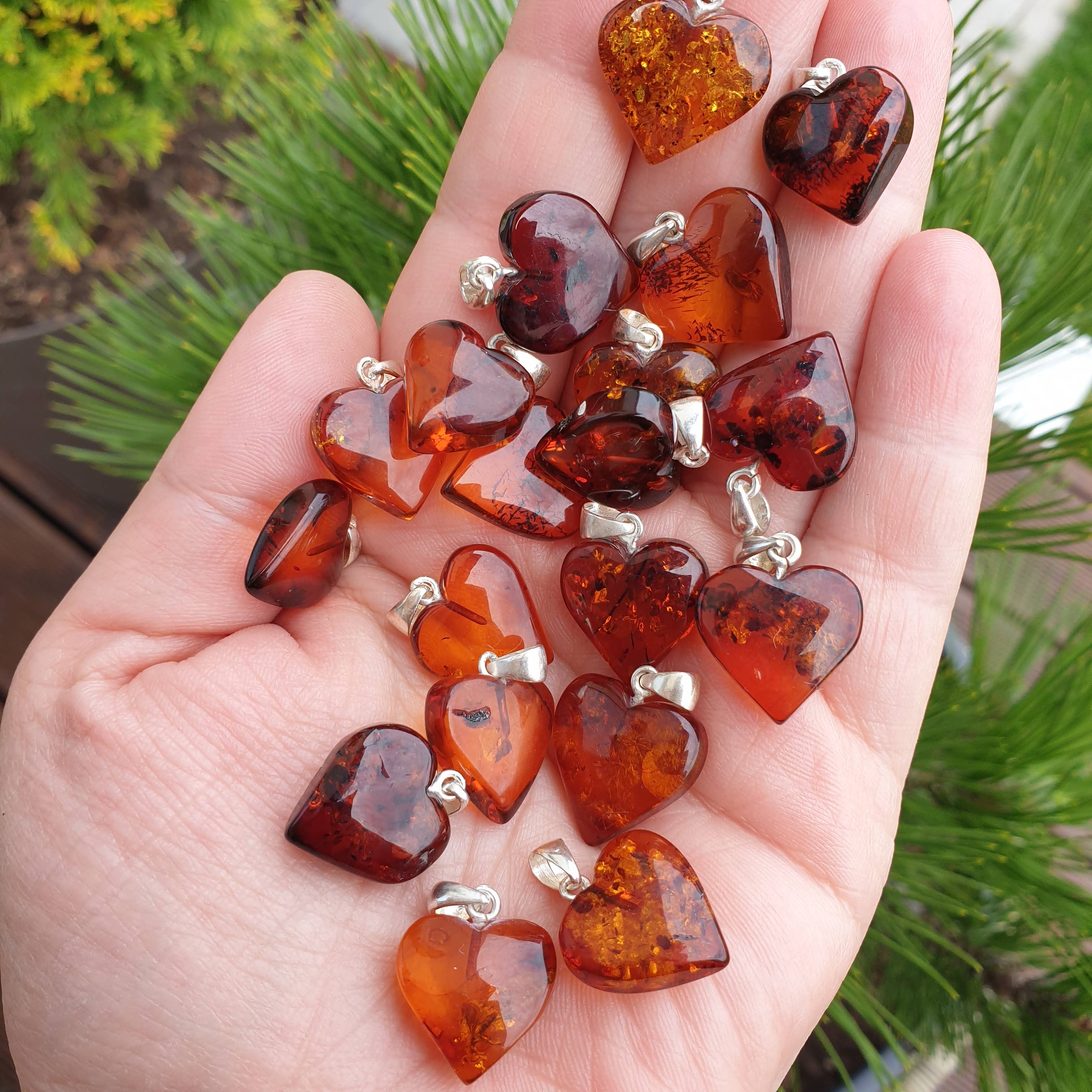 AmberLithuania - Wholesale Pendant/Charm Necklace - Gemstone pendant Crystal Necklace Real Baltic Amber Heart6