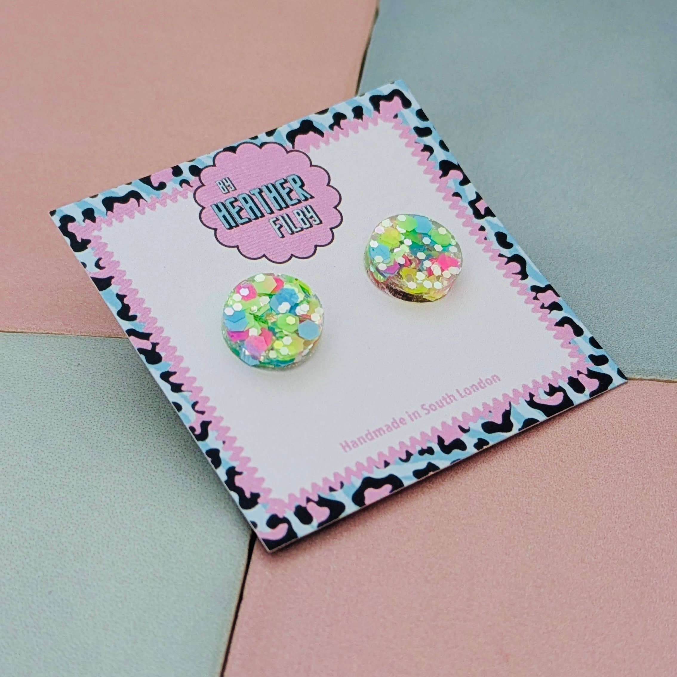 By Heather Filby – wholesale Stud/post earrings – Glitter Circle Stud Earrings (MORE COLOURS) - Best Seller15