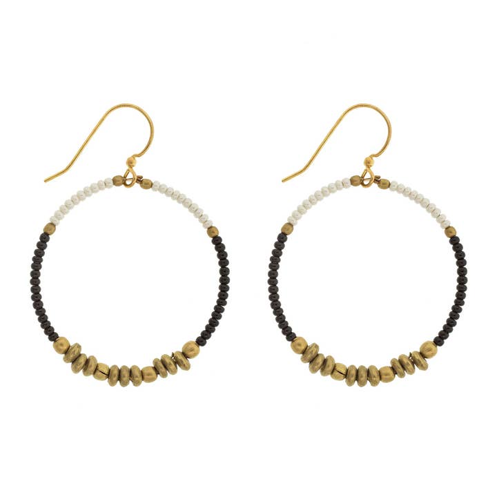 Colorblocked Messingring, Schwarz für den Großhandel von Aid Through Trade