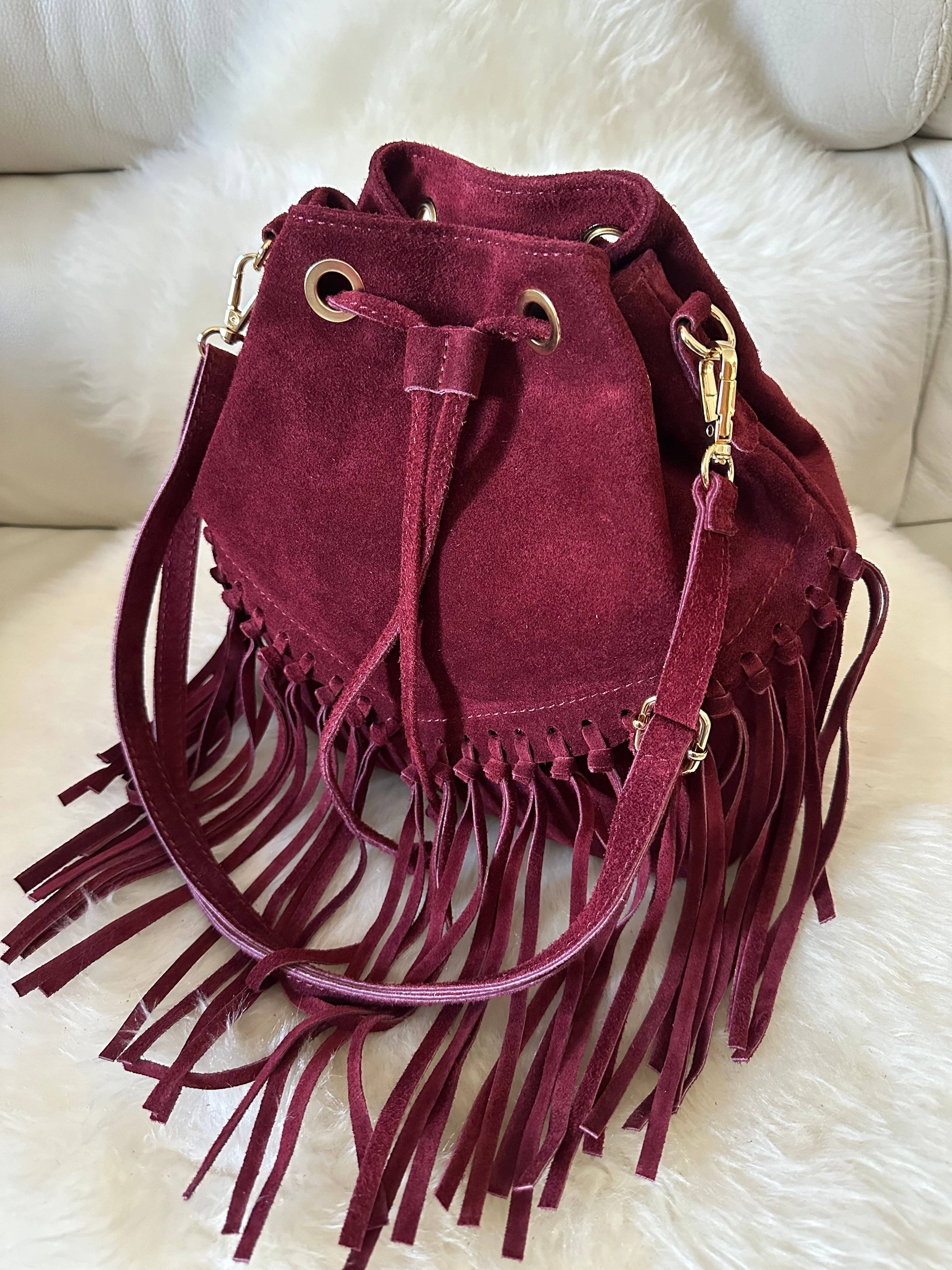 Zhade - Wholesale Shoulder Bag - Women's - SUEDE BUCKET - fringes0