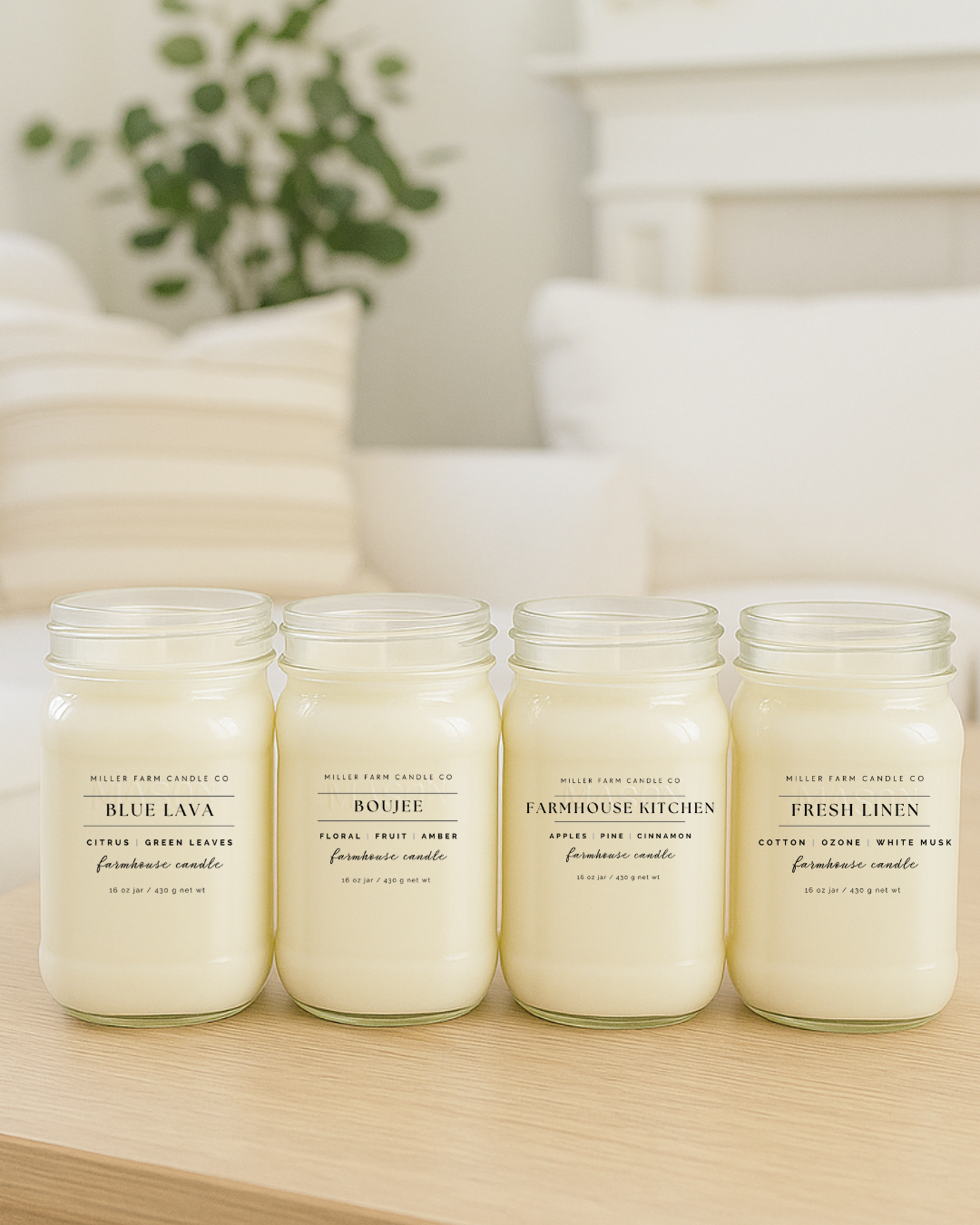 Miller Farm Candle Co - Wholesale Jar/Filled Candle - 16 oz Farmhouse Jar Soy Candle | Seasonal & Classic Scents5