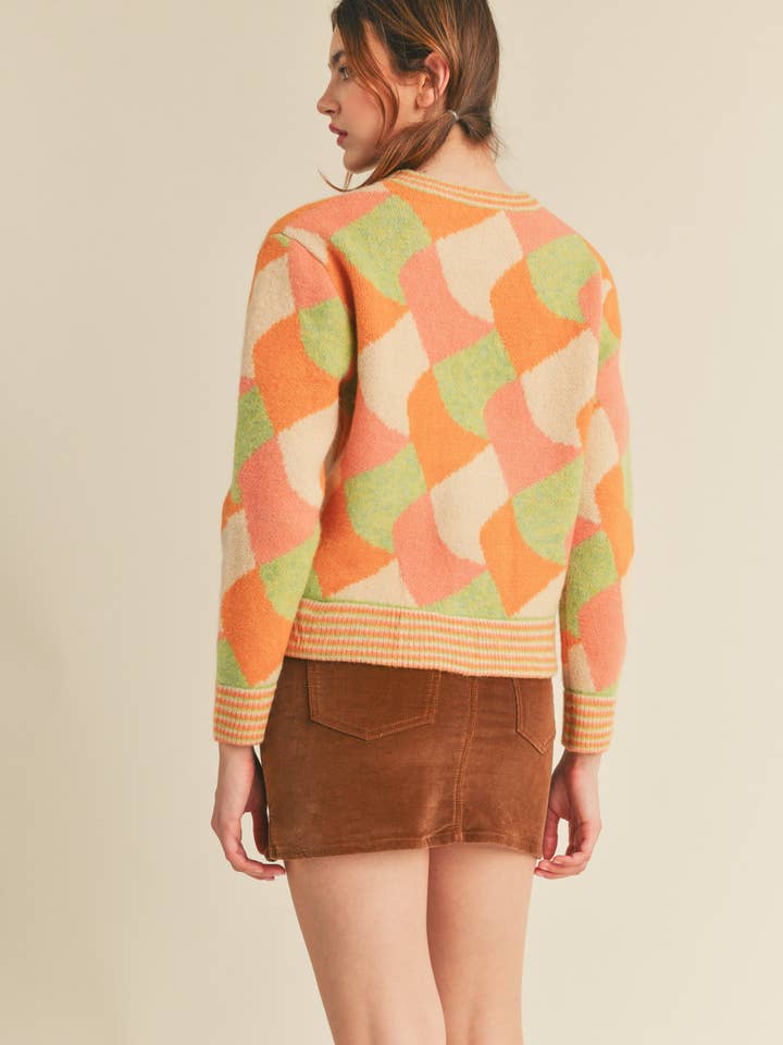 &MERCI - Wholesale Knit Sweater - Women's - COLORFUL ABSTRACT KNIT SWEATER MSW102842