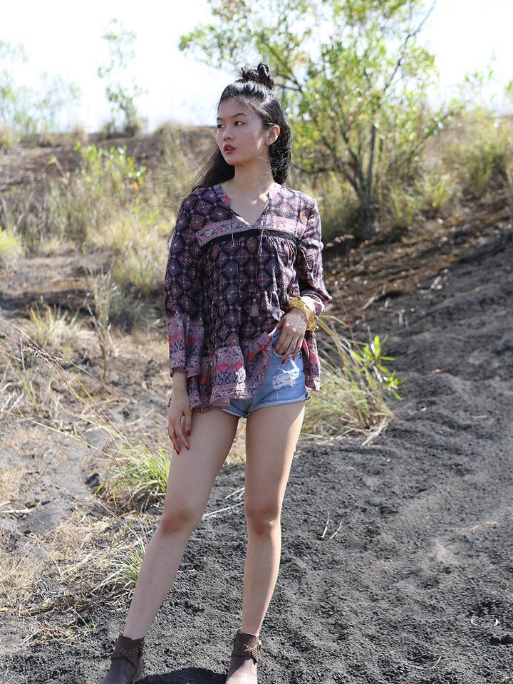 Zaara Blouse - Moonless Night for wholesale on Faire0