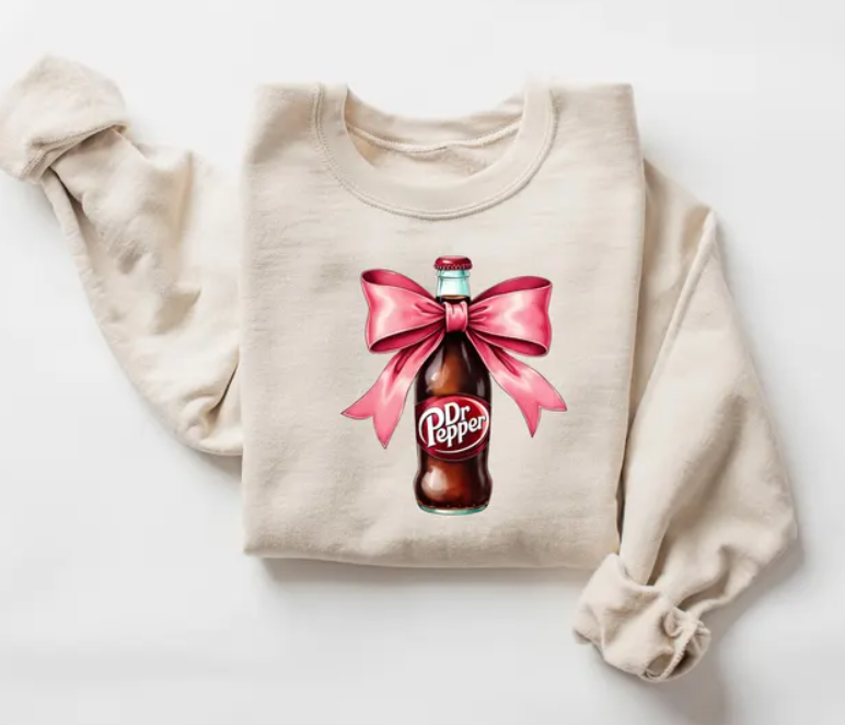Eleven Fashion – wholesale Graphic sweatshirt – Women’s – Coquette Bow Dr Pepper Sweatshirt0