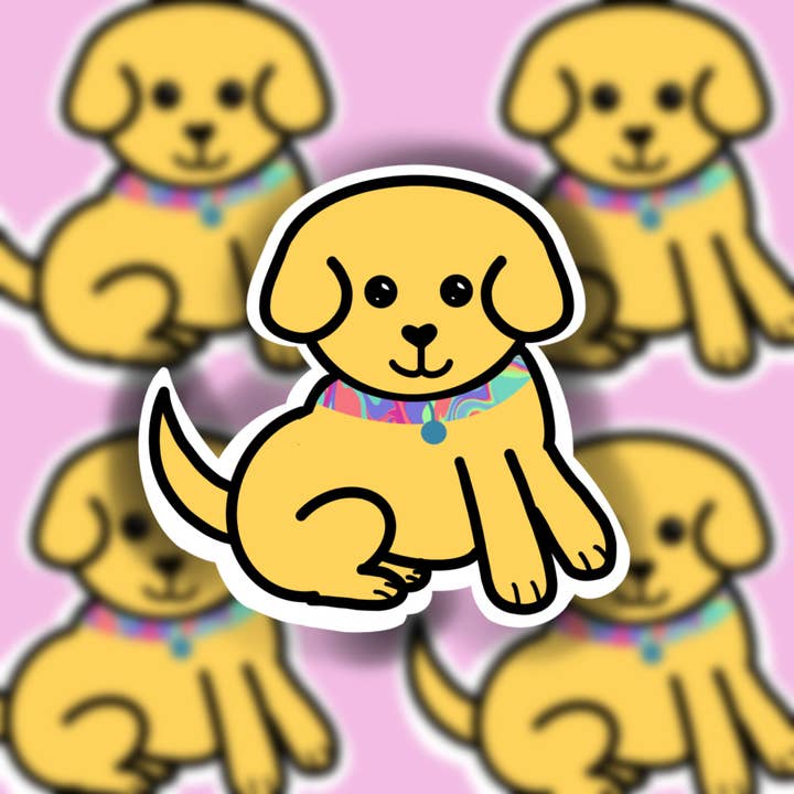 Golden/Yellow Dog (Regular or Mini) -WATERPROOF Sticker for wholesale by Buzz Tie Dye Creations