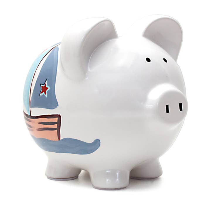 Nautical Handpainted Piggy Bank for wholesale by Child To Cherish®