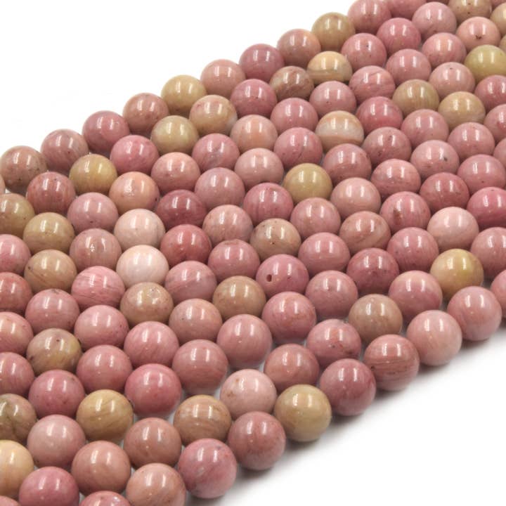 Rhodonite Beads | Smooth Pink Round Natural Gemstone Beads - 4mm 6mm 8mm 10mm 12mm for wholesale by Only Beads
