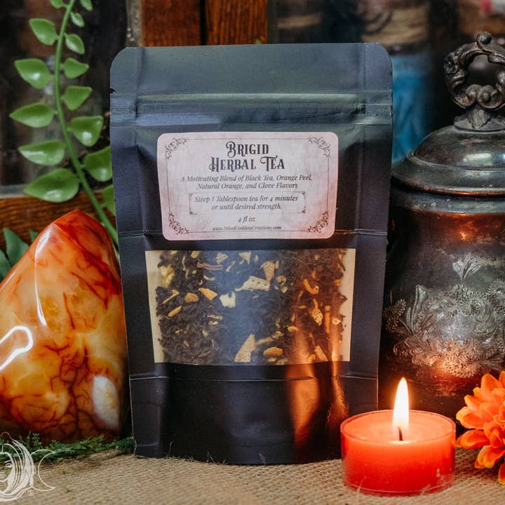 Inked Goddess Creations - Wholesale Loose Tea - Brigid Herbal Tea for Motivation- Black Orange Spice Tea0