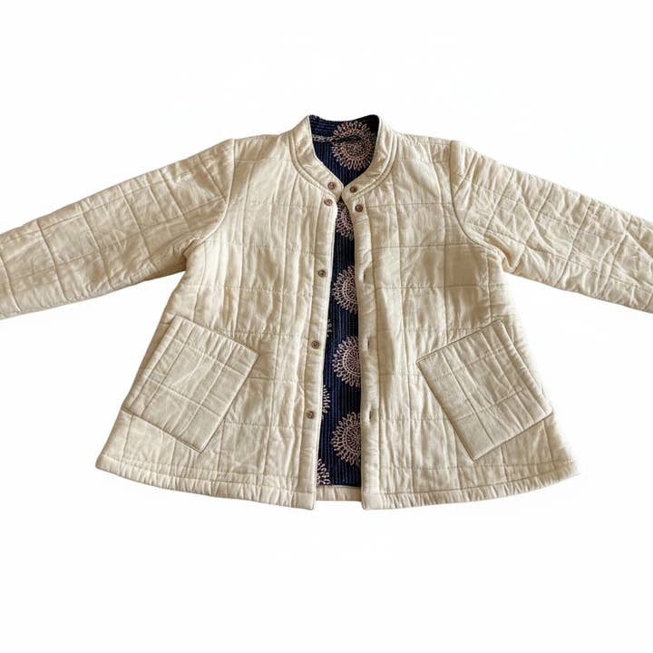 100% Quilted Double-sided Cotton Jacket | Beige for wholesale by Cray Clothing Company