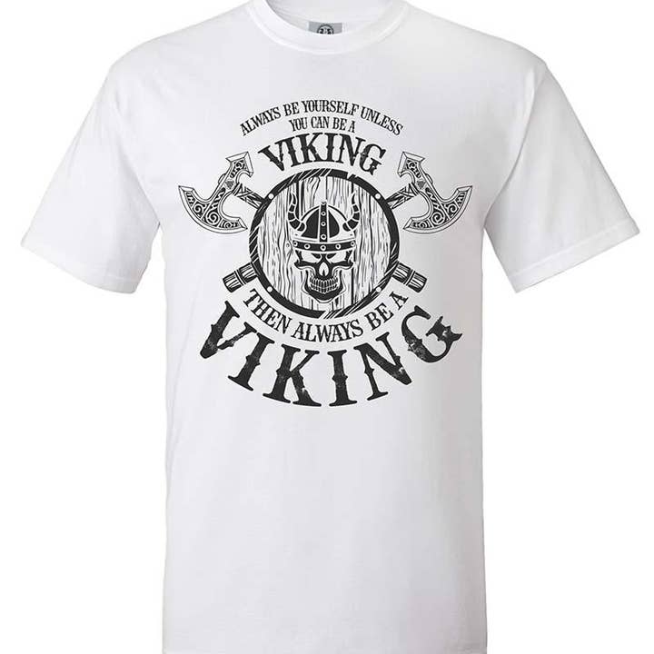 Maglietta bianca "Be Viking With Axe" per la vendita all'ingrosso da parte di Wizard Alliance