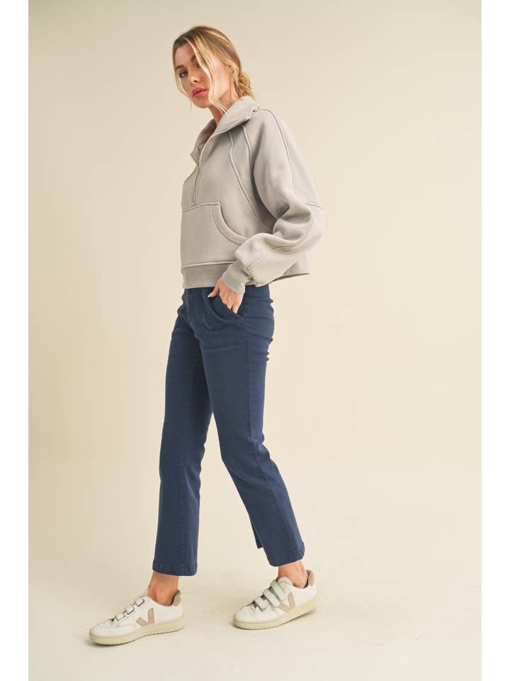 AEMI + CO - Wholesale Sweatshirt – Women's - 950CK Dove Funnel Neck Half Zip 620